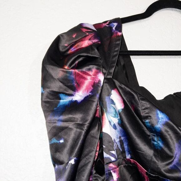 New Badgley Mischka Black‎ Bustier Floral Top Size 6 - Picture 4 of 8